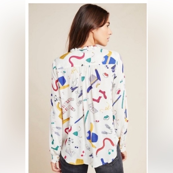 Anthropologie Maeve Marisol Ruffled Ski Blouse Top Size 2 EUC - Picture 11 of 12